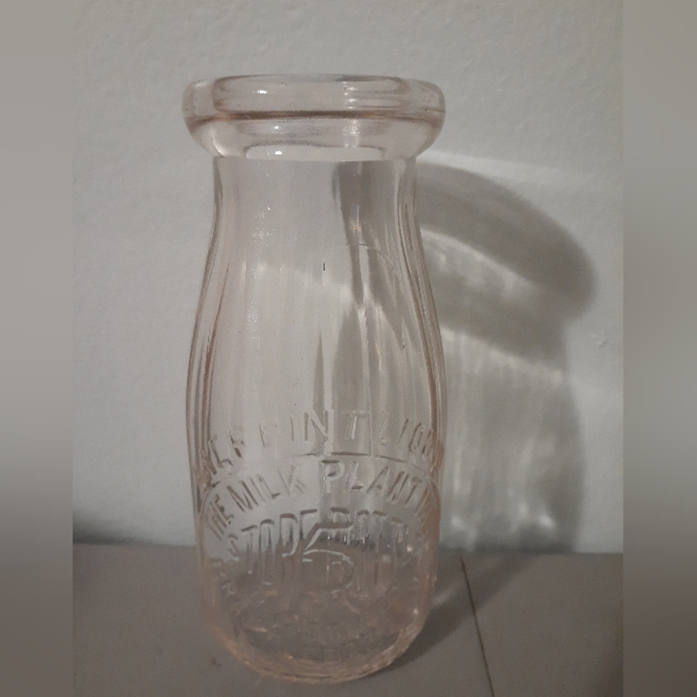 Vintage " The Milk Plant Inc " half pint milk bottle from Brattleboro Vt
